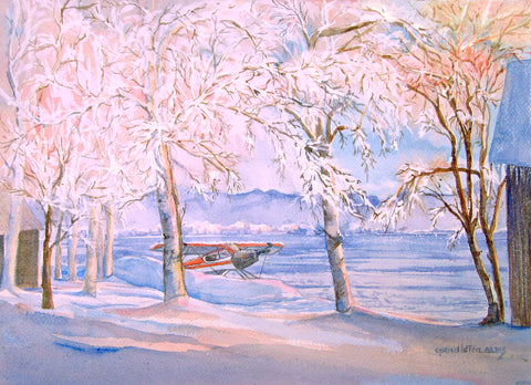 “Lake Hood, Pretty in Pink” Original Watercolor
