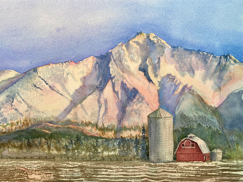 “Pioneer Peak, Pretty in Pink” Original Watercolor