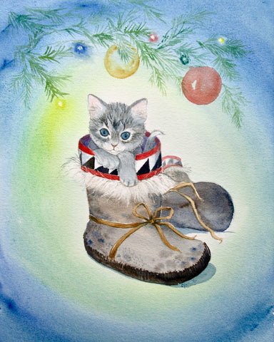 "Merry Mukluks" Original Watercolor